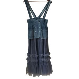 Swifty Denim and Tulle Vest Dress! Funky! Medium.